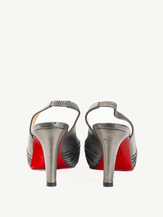 Christian Louboutin Metallic Grey Knotted Slingback Sandals - Picture 3 of 9